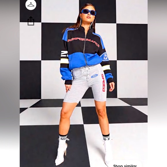 MISSGUIDED X FORD Collection Grey Biker Shorts womens size 6 Brand New - Picture 1 of 11